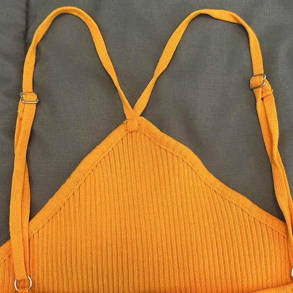 Princess Polly Cropped Ribbed Tank Top Orange Size S/M - Picture 7 of 9